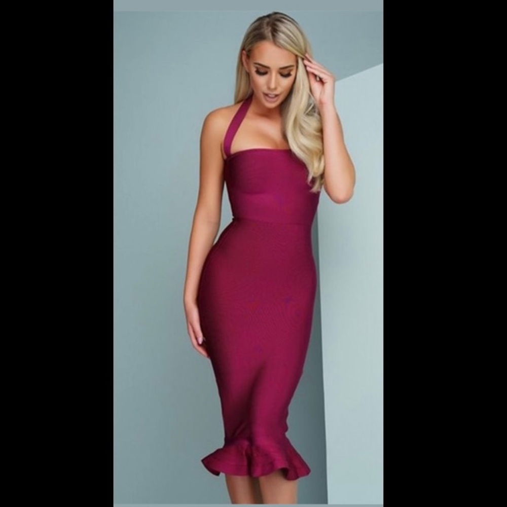 Mermaid Flared Bandage Dress/Halter strap